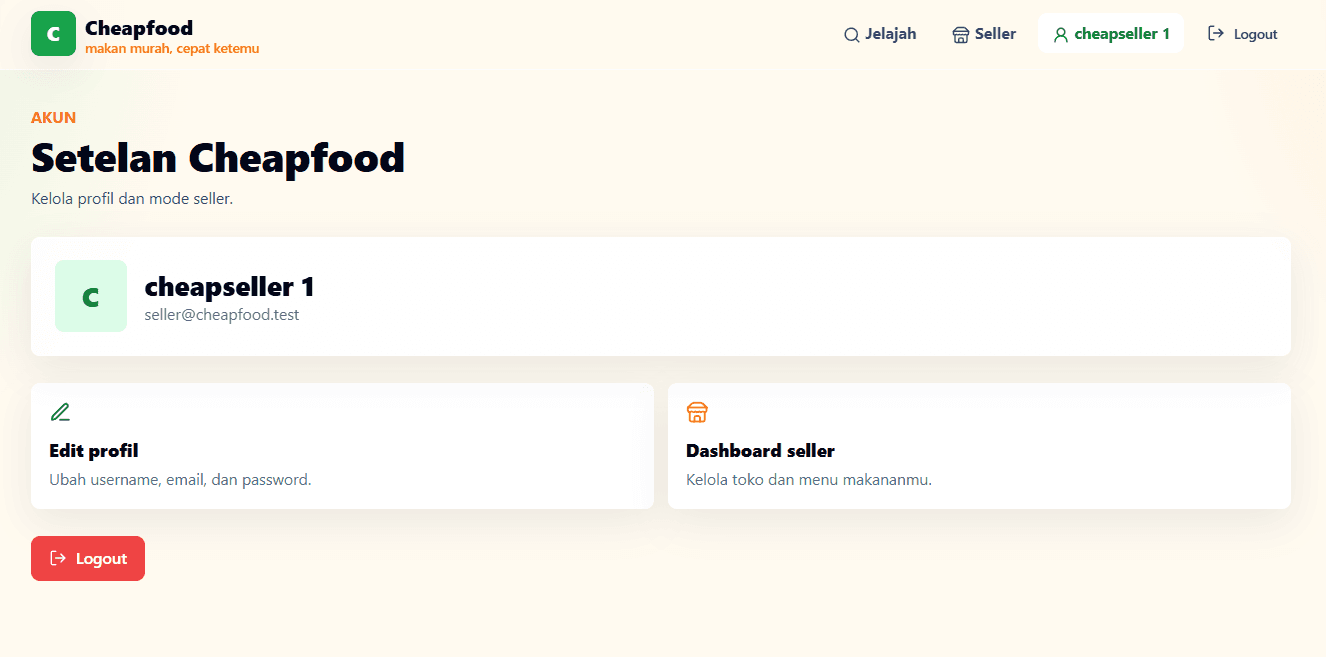 Seller profile configuration interface