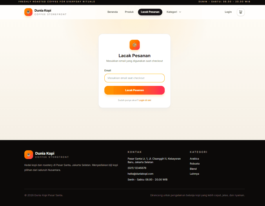 Order tracking page