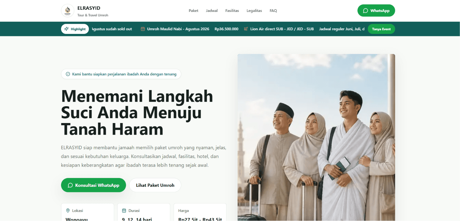 ELRASYID Tour & Travel — Umroh Booking & Information Website