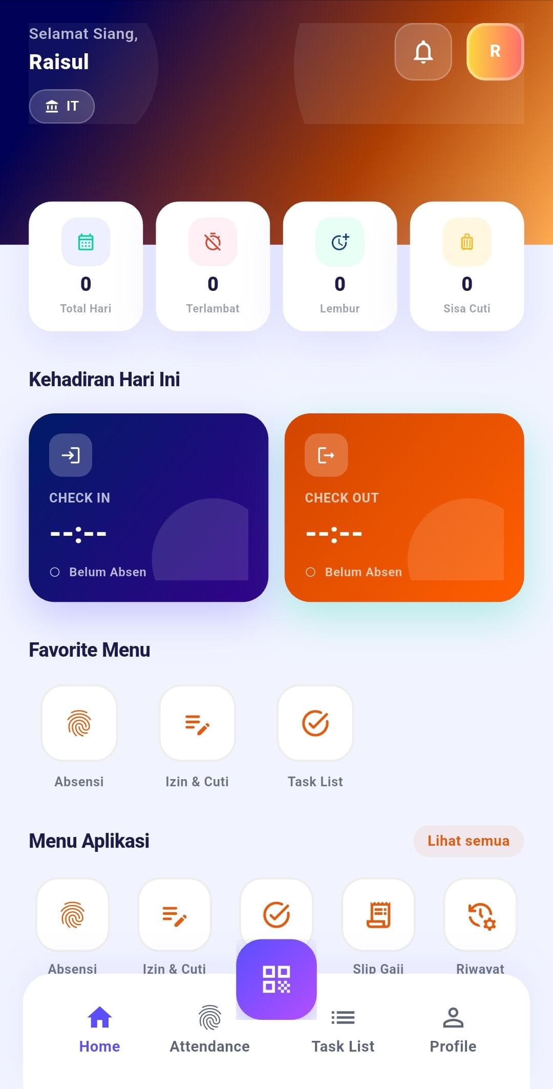 Home dashboard