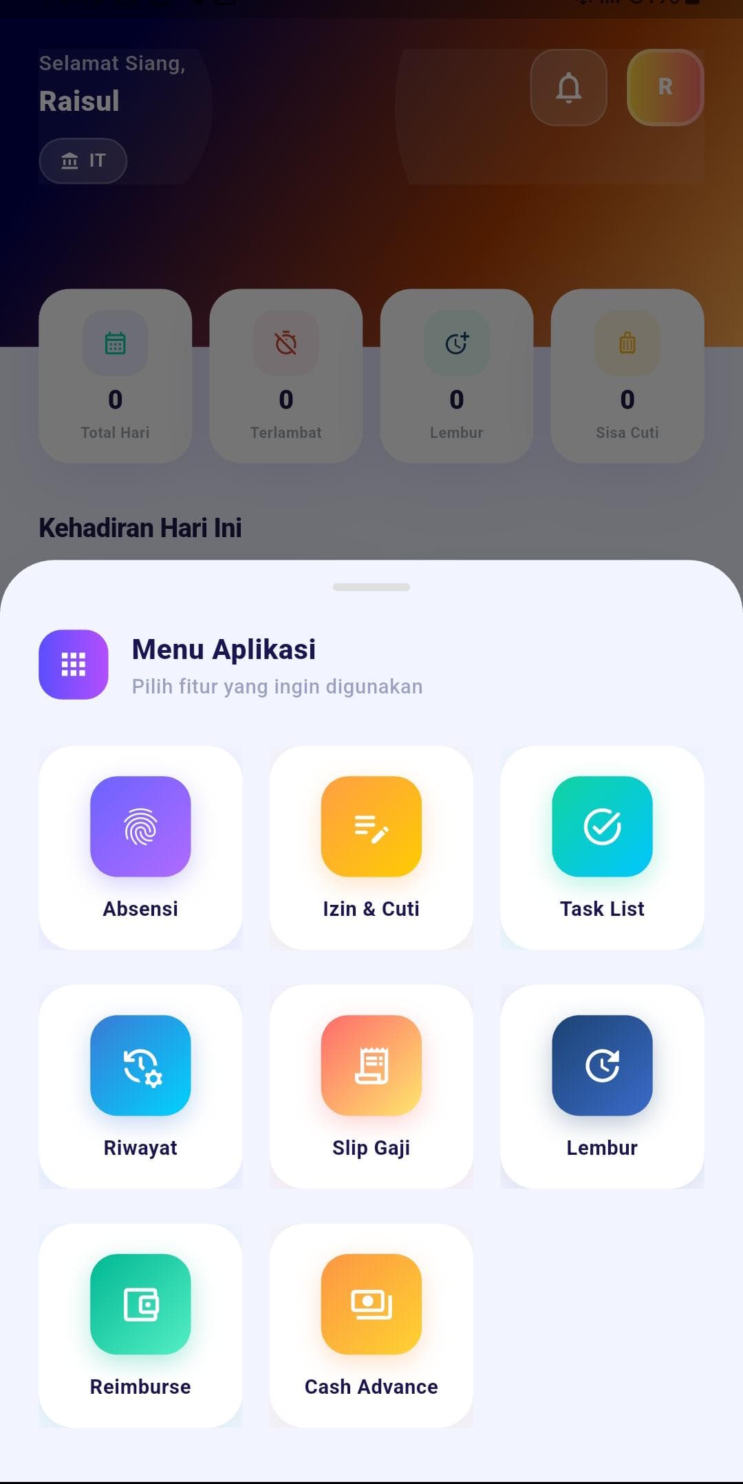 Main menu