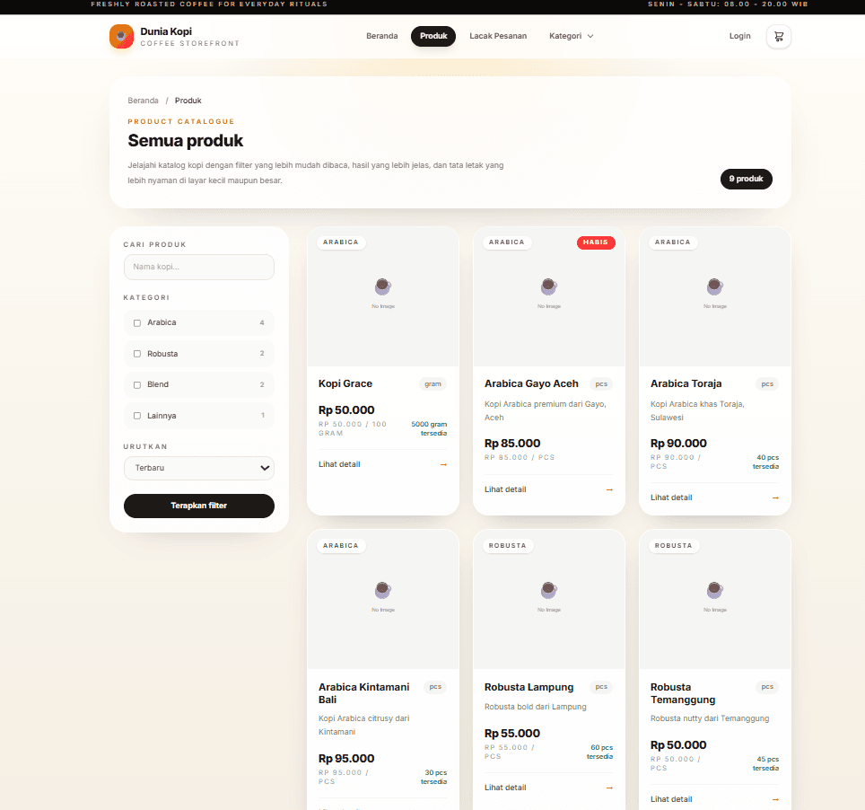 Product catalog page